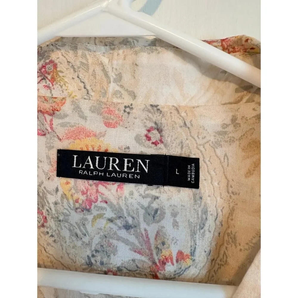 NWT Ralph Lauren Black Label Paisley Cotton Blend Pajama Top Logo Large Preppy